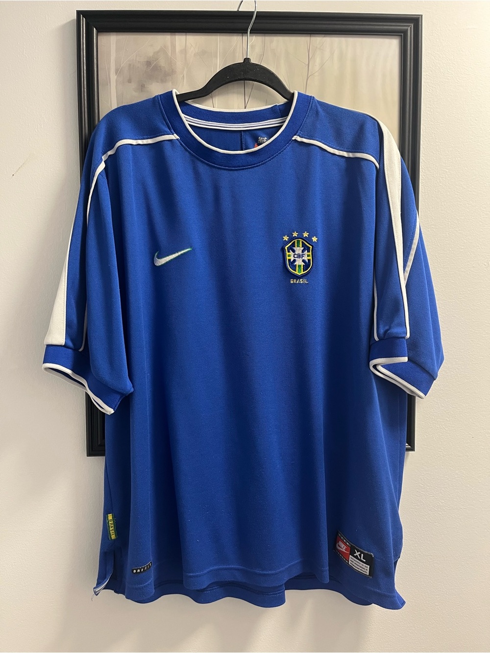 Nike Blue Brazil 1998 away Soccer Jersey authentic